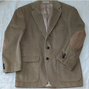 Orvis Tan Corduroy Men's Blazer Two-Button‎ elbow patch sport coat 38S VTG